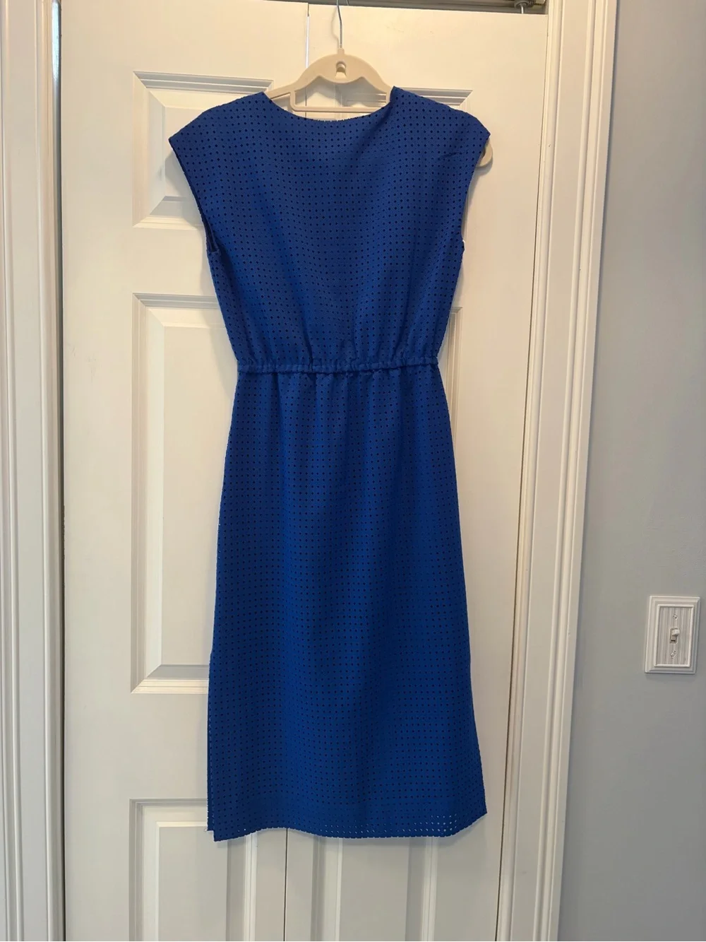 J. Crew Royal Blue Eyelet Midi Dress
